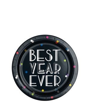 Neon Dots New Year Paper Plates - 18cm (8pk)