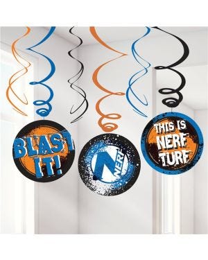 Nerf Party Hanging Swirl Decorations (6pk)