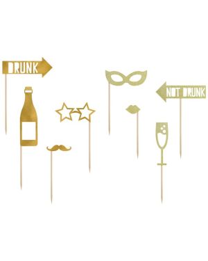 Let&#039;s Celebrate Metallic Gold Photo Props (8pk)