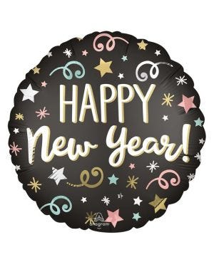 Happy New Year Confetti Print Balloon - 28&quot; Foil