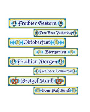 Oktoberfest Street Sign Cutouts - 60cm (4pk)