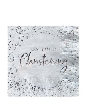 On Your Christening Blue Paper Napkins 33cm (16pk)