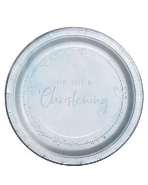 On Your Christening Blue Paper Plates - 23cm (8pk)
