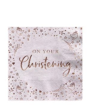 On Your Christening Pink Paper Napkins - 33cm (16pk)