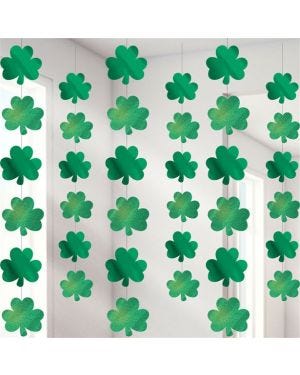 St Patrick&#039;s Day Shamrock Hanging Strings - 2.1m (6pk)