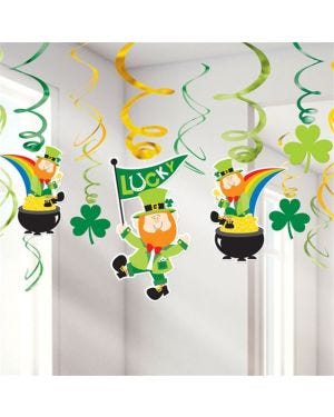 St Patrick&#039;s Day Hanging Swirls - 25cm (12pk)