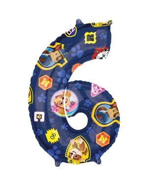 Paw Patrol Number 6 Foil Balloon - 26&quot;