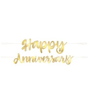 Happy Anniversary Gold Paper Banner - 1.8m
