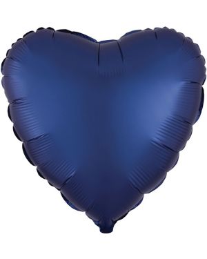 Navy Blue Heart Satin Luxe Balloon - 18&#039;&#039; Foil - unpackaged