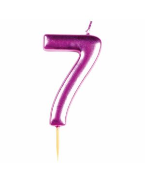 Number 7 Metallic Pink Candle