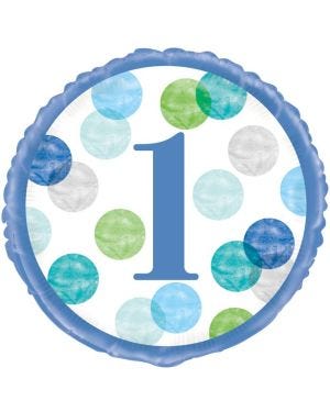 Blue Dots 1st Birthday Foil Balloon - 18&quot;