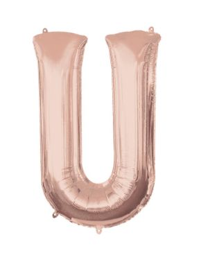 Rose Gold Letter U Air Filled Balloon - 16&quot; Foil