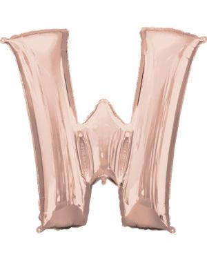 Rose Gold Letter W Balloon - 34 Foil