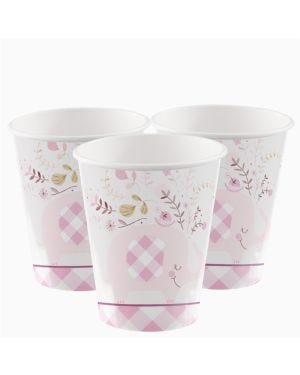 Pink Floral Elephant Paper Cups - 266ml (8pk)