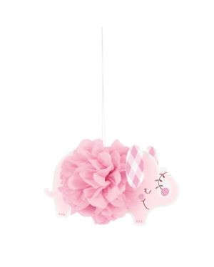 Pink Floral Elephant Pom Pom Decorations (3pk)