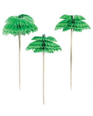 Palm Tree Honeycomb Drink Picks - 10cm (12pk)