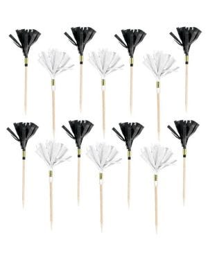 Black &amp; Gold Fringe Food Pick (24pk)