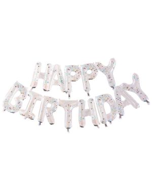 Rainbow Confetti Happy Birthday Balloon Bunting