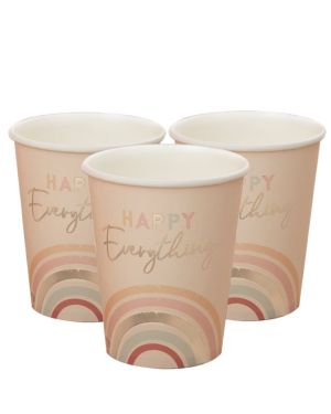 Happy Everything Natural Rainbow Birthday Party Cups (8pk)
