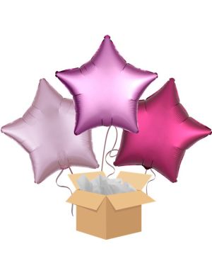 Pink Star Mix Balloon Bouquet - Delivered Inflated