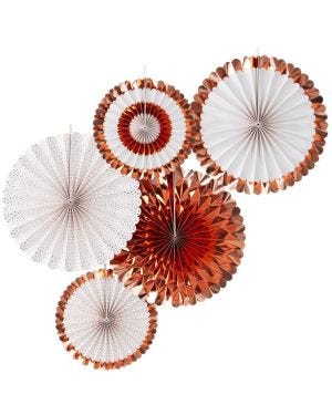 Pick &amp; Mix Rose Gold Fan Decorations (5pk)