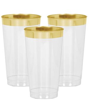 Premium Gold Trim Plastic Tumbler - 454ml (16pk)