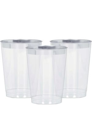Premium Silver Trim Plastic Tumbler - 295ml (20pk)