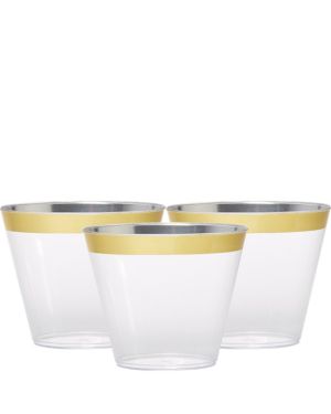 Premium Gold Trim Plastic Tumbler - 266ml (24pk)