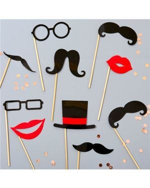 Moustache Photo Booth Props (10pk)