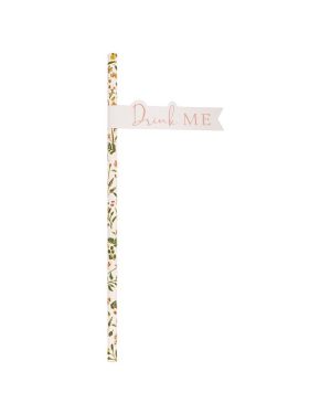 Rose Gold Floral Straws (20pk)