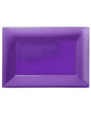 Purple Plastic Serving Platters - 23cm x 32cm (3pk)
