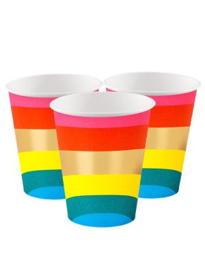 Rainbow Paper Cups - 250ml (8pk)