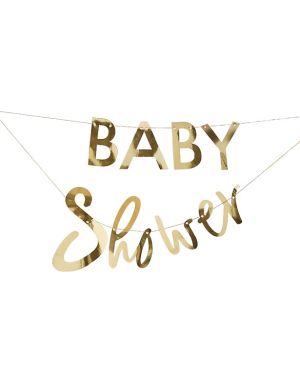 Gender Reveal Gold Baby Shower Balloon &amp; Bunting Kit