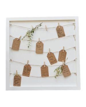 Rustic Country Peg &amp; String Framed Guestbook