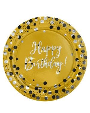 Sparkling Celebration Happy Birthday Paper Plate - 23cm (8pk)