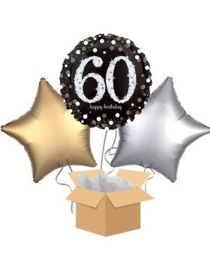 Happy 50th Birthday Gold Balloon Bouquet - Delivered Inflated