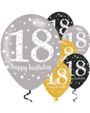 Sparkling Celebration 18th Birthday Balloons - 11&quot; Latex (6pk)