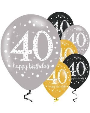 Sparkling Celebration 40th Birthday Balloons - 11&quot; Latex (6pk)