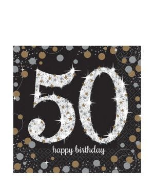 Sparkling Celebration 50th Birthday 2ply Paper Napkins - 33cm (16pk)