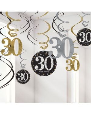 Sparkling Celebration 30th Birthday Hanging Swirls - 45cm (12pk)