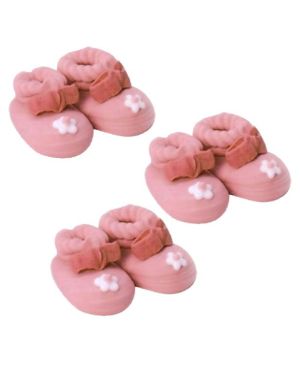 Pink Booties Sugar Cake Toppers (3 pairs)