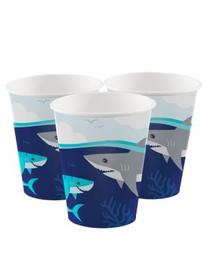 Shark Party Paper Cups - 256ml (8pk)