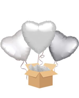 Silver Hearts Balloon Bouquet - Delivered Inflated