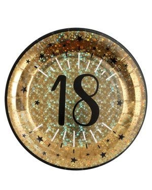 Sparkling Gold 18th Paper Plate - 23cm (10pk)