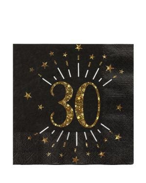 Sparkling Gold 30th Napkins - 25cm (10pk)
