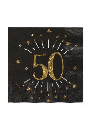 Sparkling Gold 50th Napkins - 25cm (10pk)