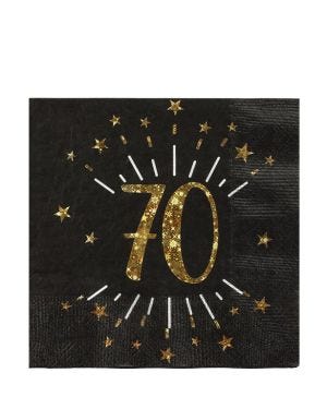 Sparkling Gold 70th Napkins - 25cm (10pk)