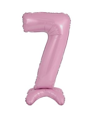 Number 7 Standing Pastel Pink Balloon - 25&quot; Foil