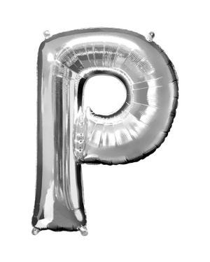 Silver Letter P Balloon - 34&quot; Foil