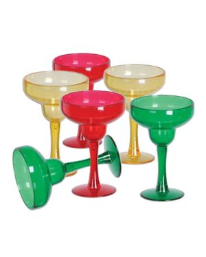 Multi-coloured Plastic Mini Margarita Glasses - 30ml (6pk)